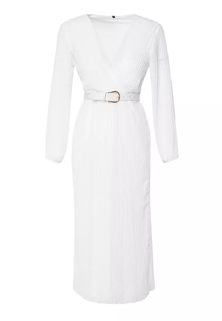 Trendyol Midi Standard Regular Drs Vtido, Lila, L Para