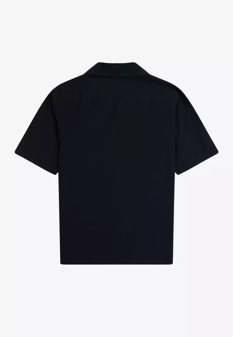 Fred Perry M7762 Lightweight Texture Revere Collar Short Sleeve Shirt (Navy)