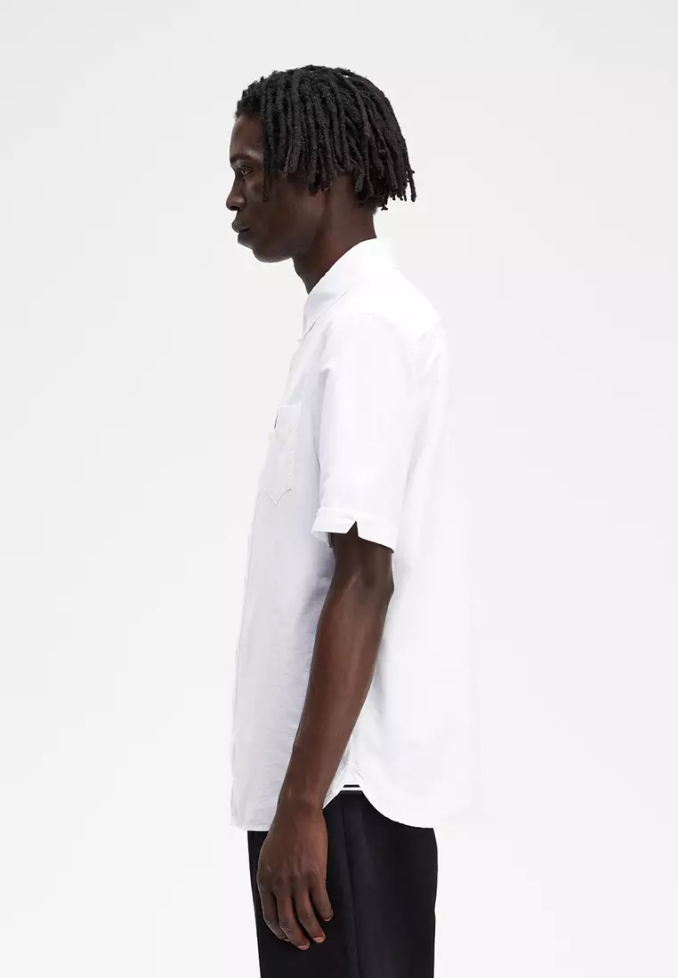 fred perry short sleeve oxford shirt white