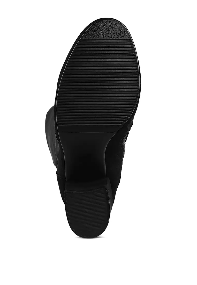 Sepatu Bot Betis Microfiber Warna Hitam