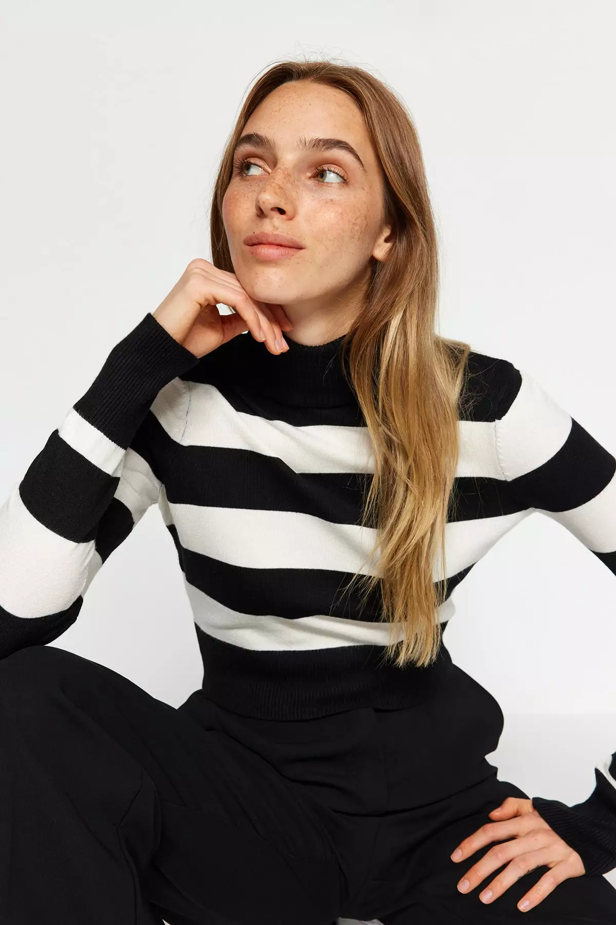 Crop Stripe Knit Sweater