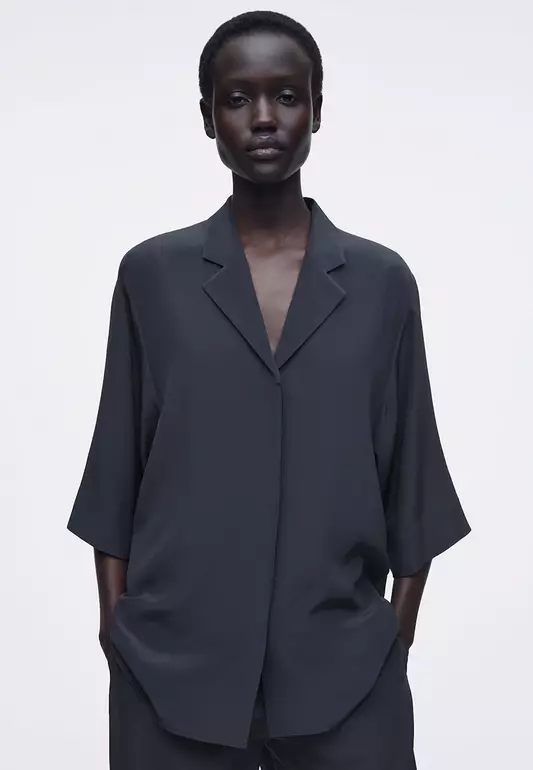 Camp-Collar Silk Shirt
