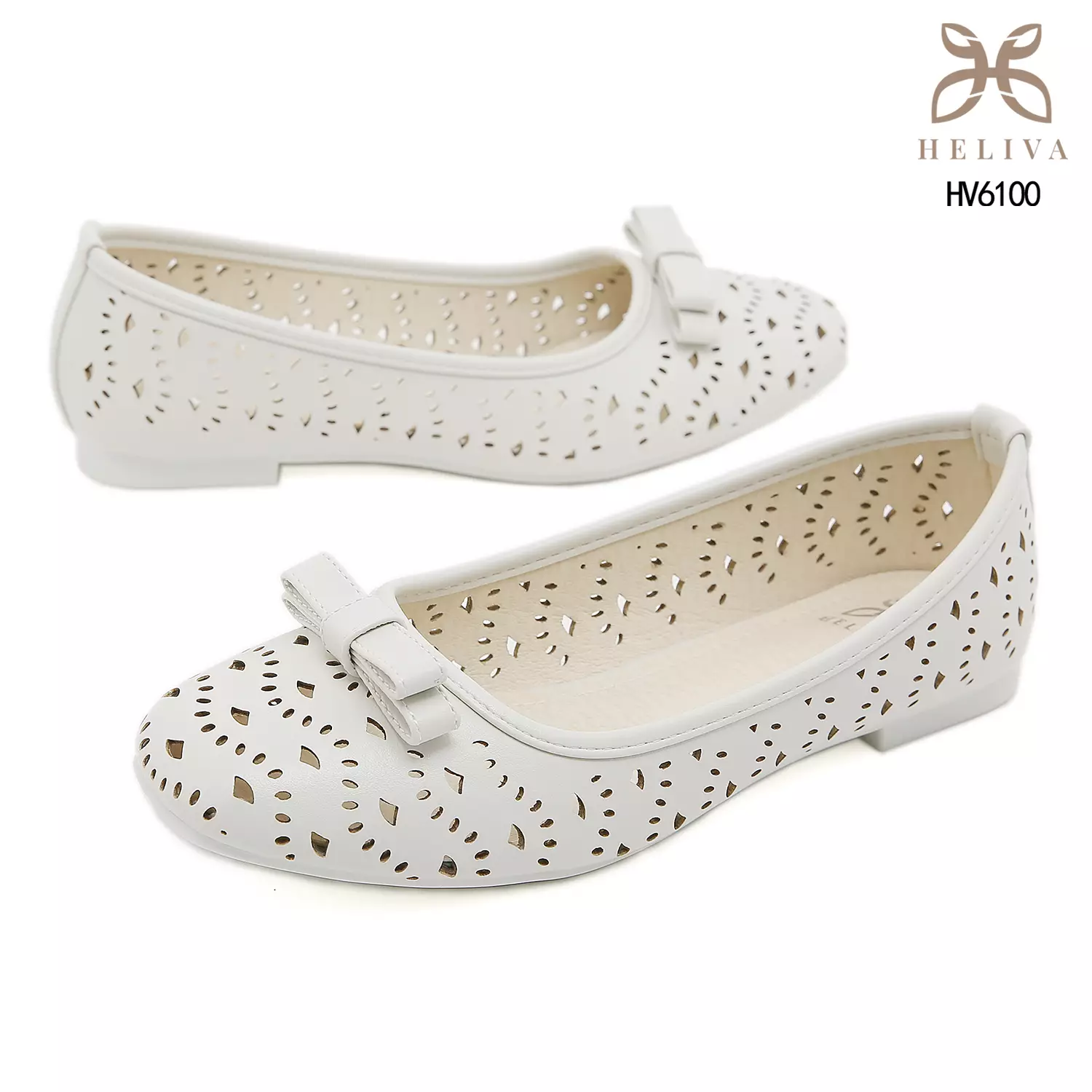 Heliva Lovina Laser-Cut Ballerina Flats with Sweet Bow Accent HV6100