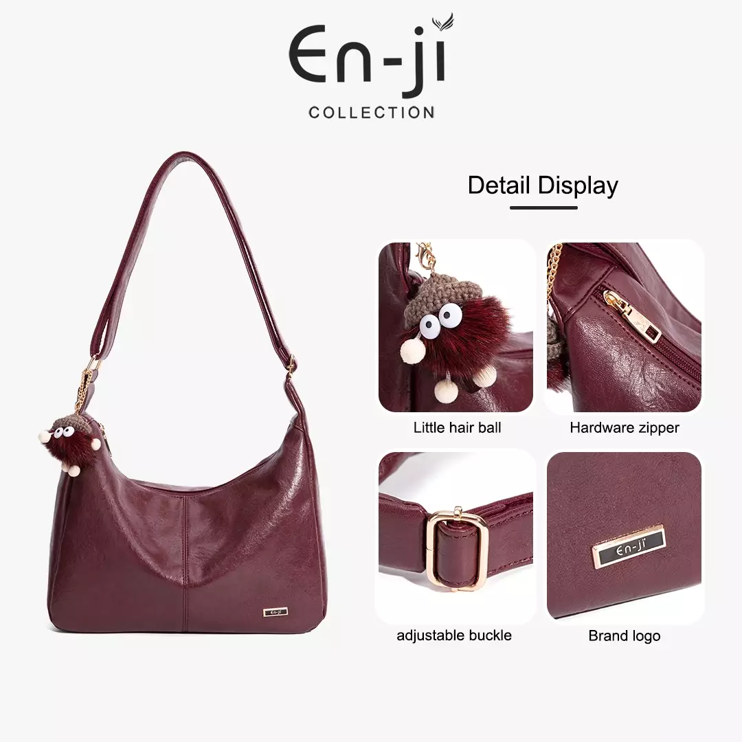 En-ji Meiko Shoulderbag Wanita Warna Nougat