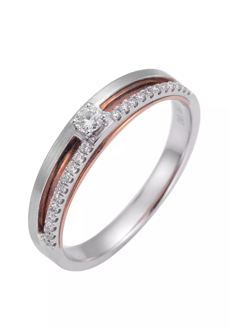 Buy LITZ LITZ 18K White Gold Diamond Ring YM-BRS318DF-E Online | ZALORA ...