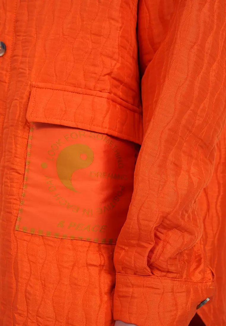 Buy Alacati Women'S Orange Pocket Detailed Quilted Shirt Jacket
