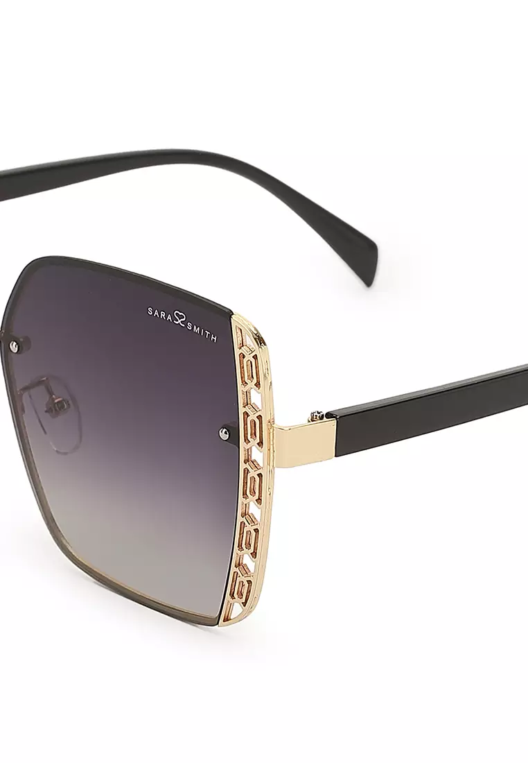 Unisex Polarized Oversized Sunglasses (Kacamata Hitam) - Emas / Abu-Abu