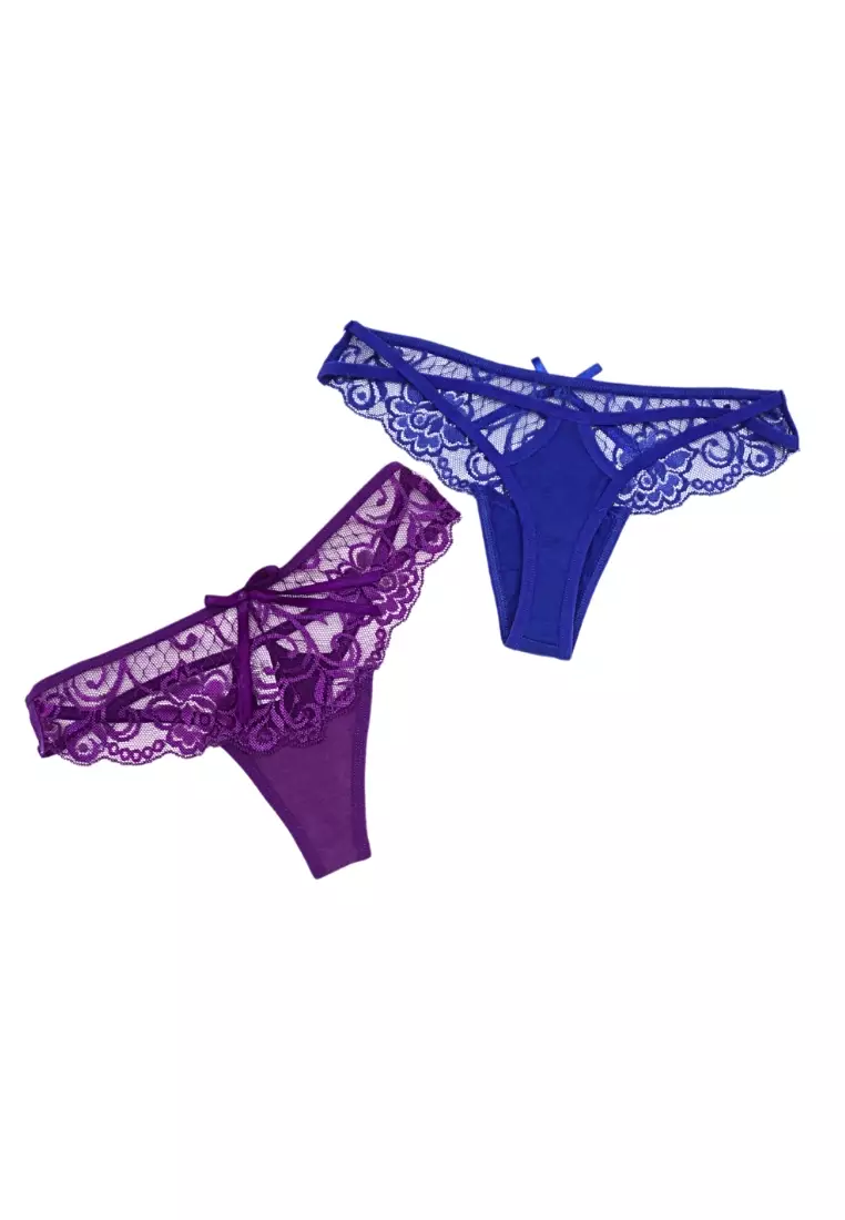 6 Pack Emily Sexy Lace G String Thong Panties Bundle D