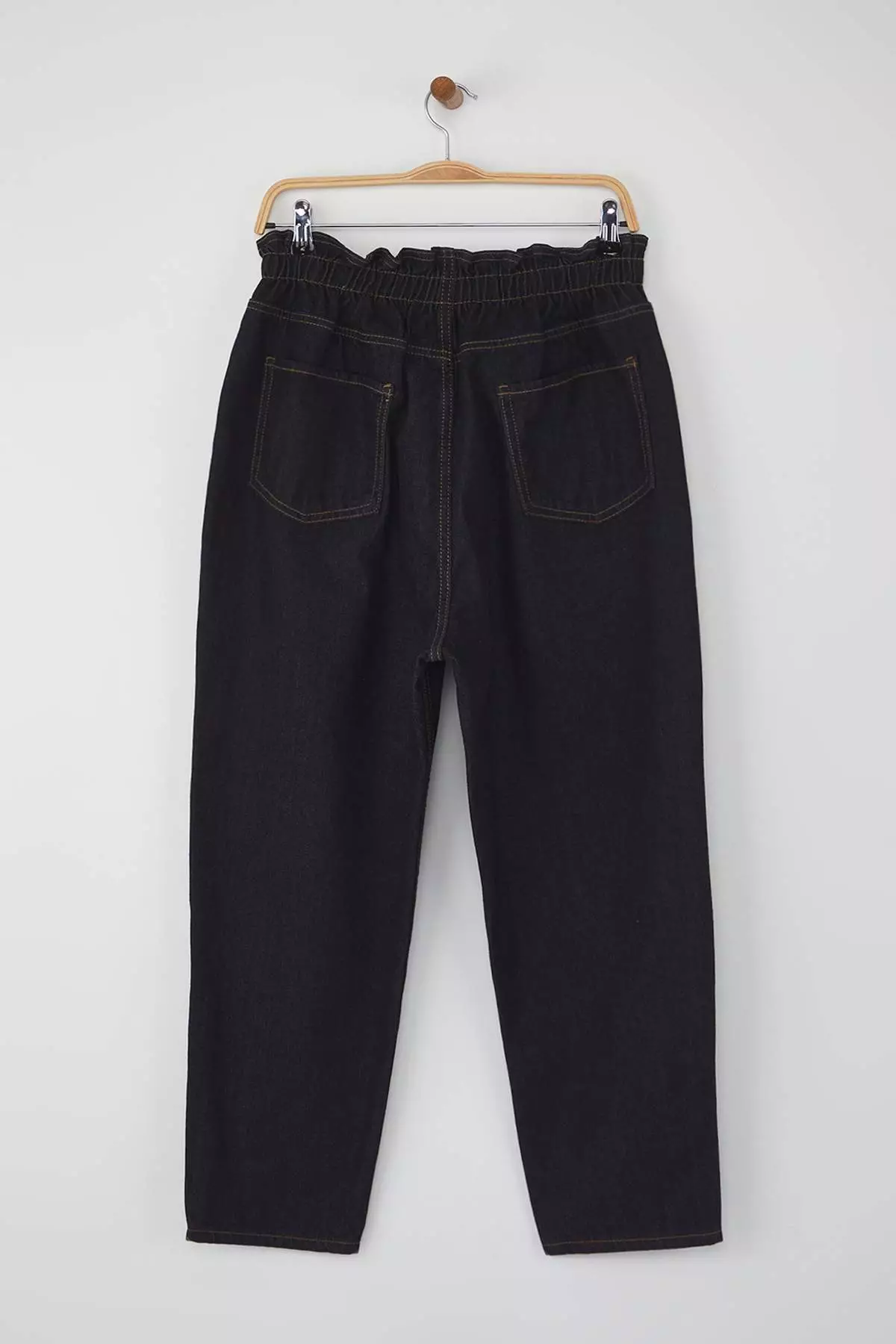 Dark Blue High Waist Elastic Waist Plus Size Mom Jeans