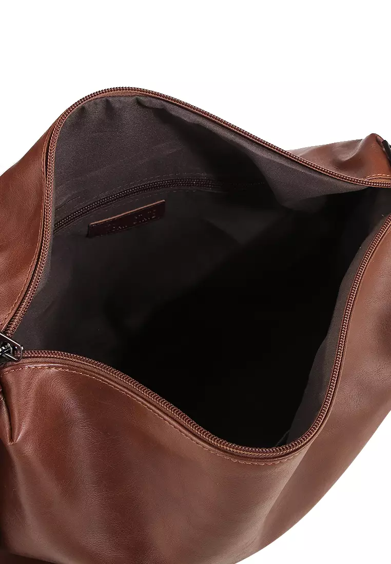 Distressed Leather Carry Crossbody Bag