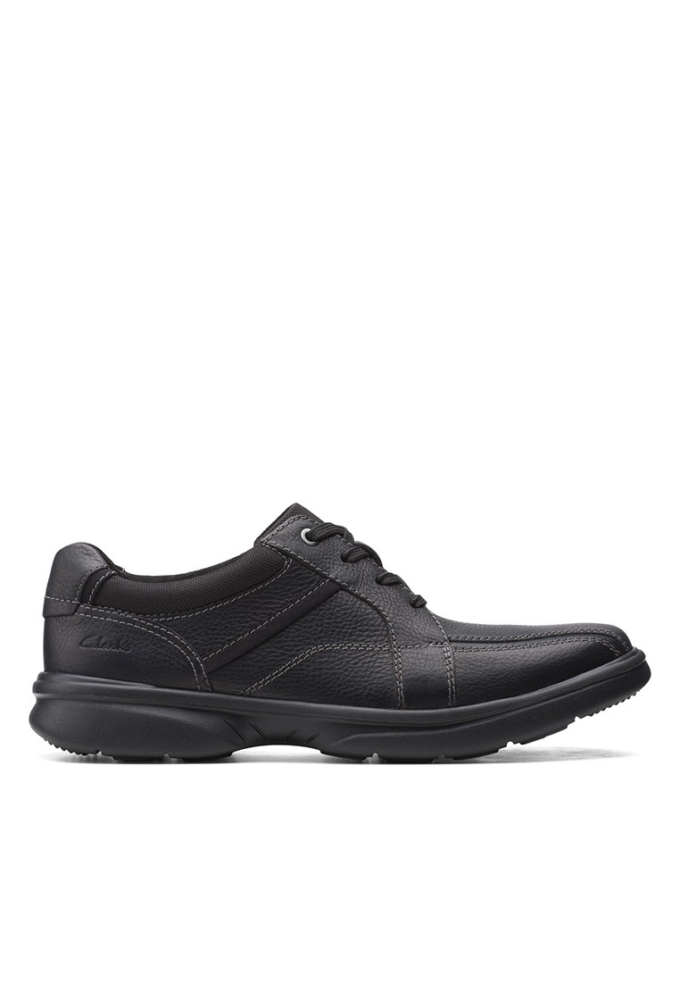 Clarks Bradley Walk Black Tumbled Leather Mens Casual Shoes