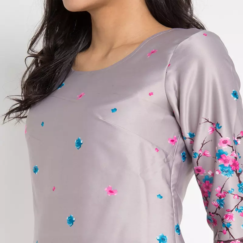 Anne Dress In Grey Floral Print