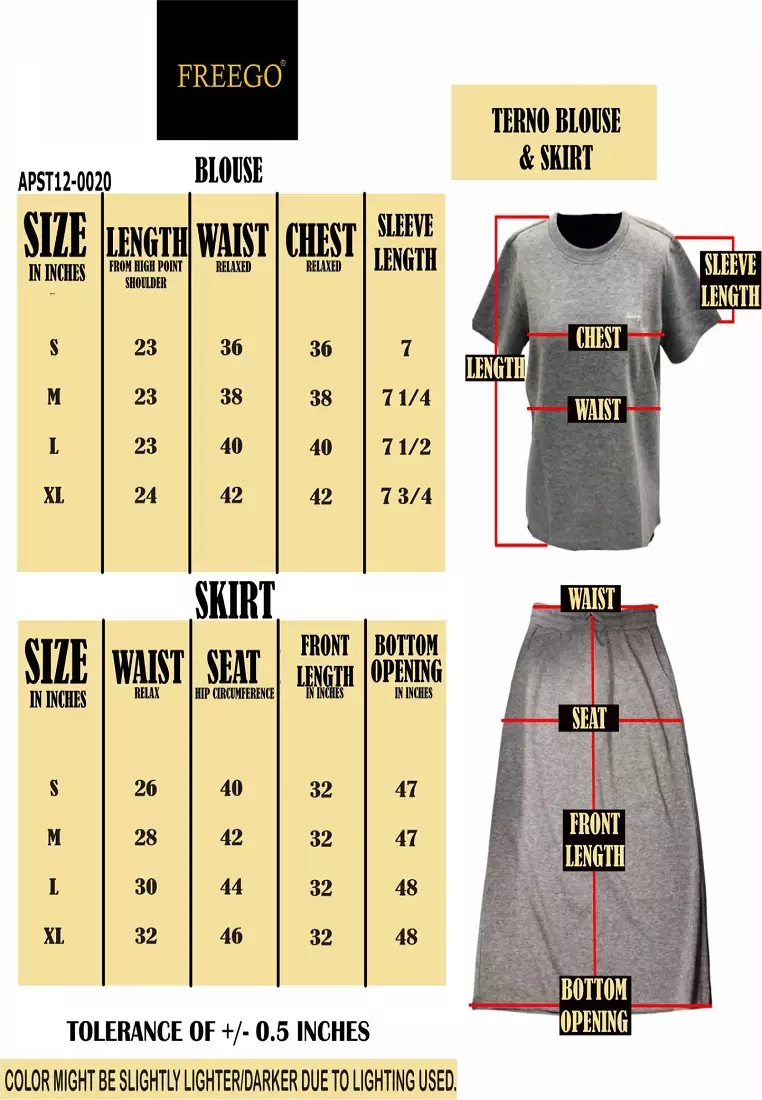 Ladies 2 In 1 Terno Blouse & Skirt