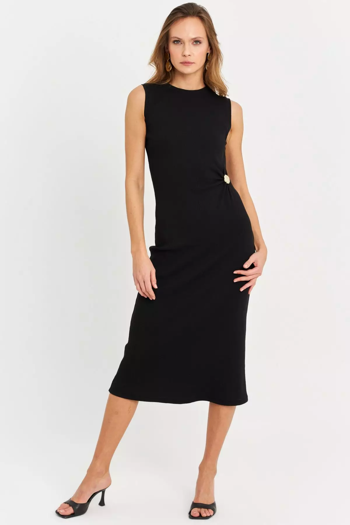 Button Detail Midi Dress