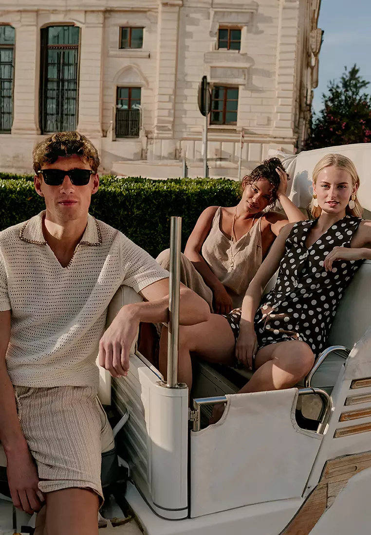 Dark Brown Linen Look V-Neck Vest and Shorts Woven Double Bottom-Top Set TWOSS25AU00094