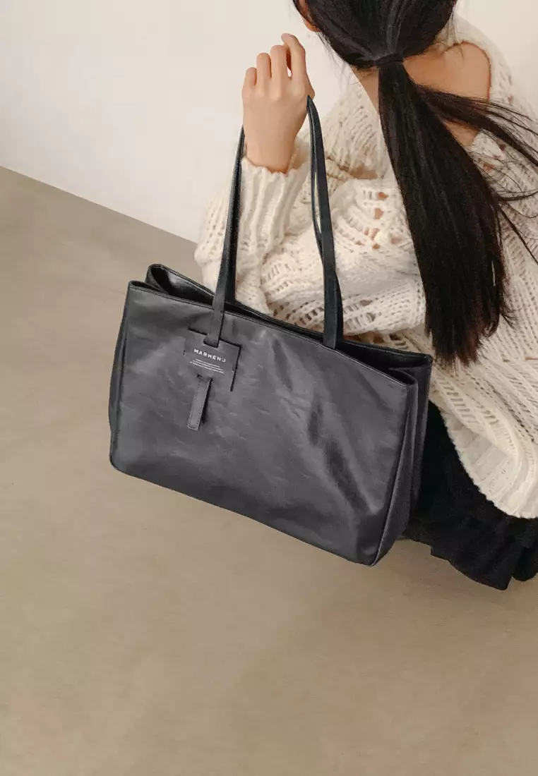 ANNA Vegan Leather Shoulder Bag Black