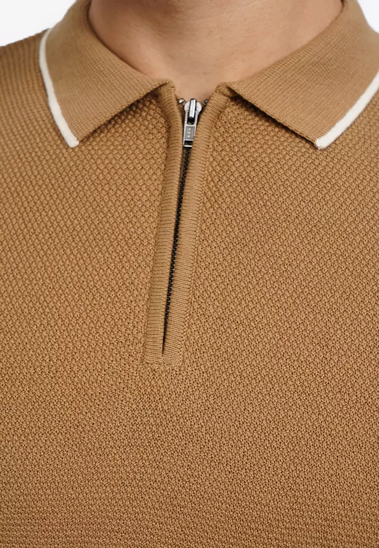 Knitted Polo Shirt with Zipper