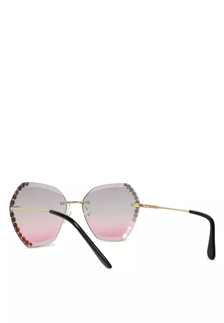 Embellished Butterfly Sunglasses In Purple/Pink