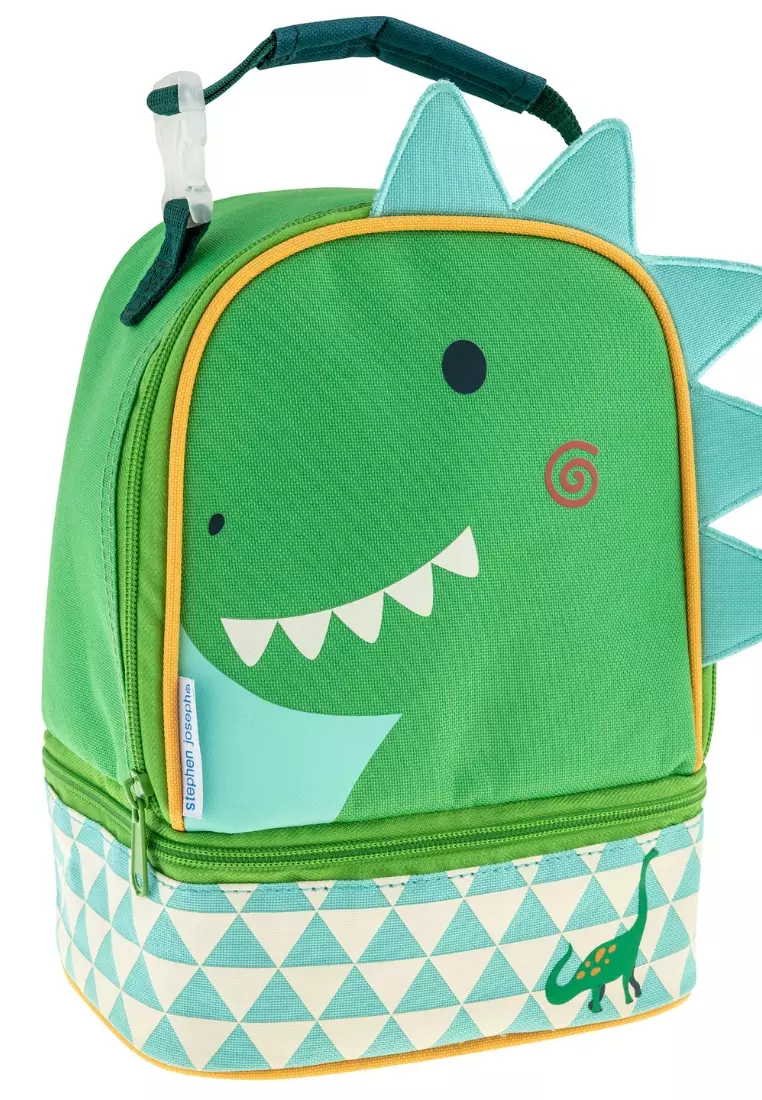 Trolley Bag with Lunch Bag for Kids Dino Green Lunch Pal