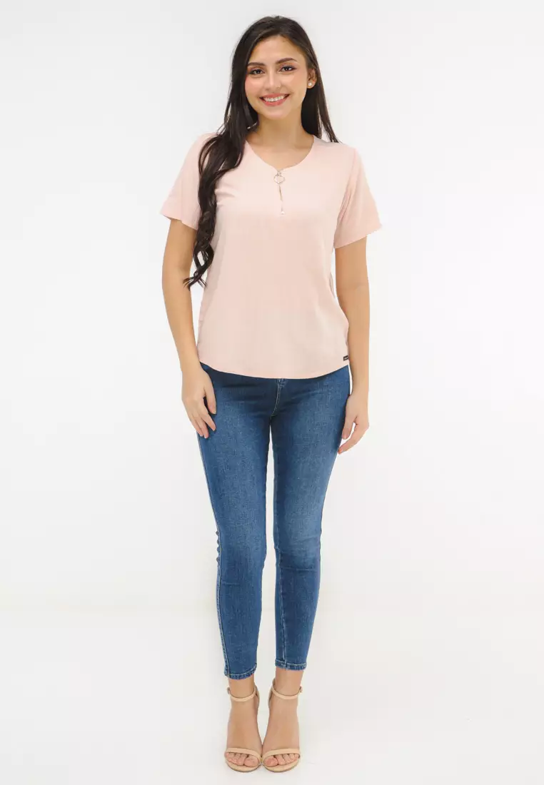 Soft Linen Woven Short Sleeves Blouse