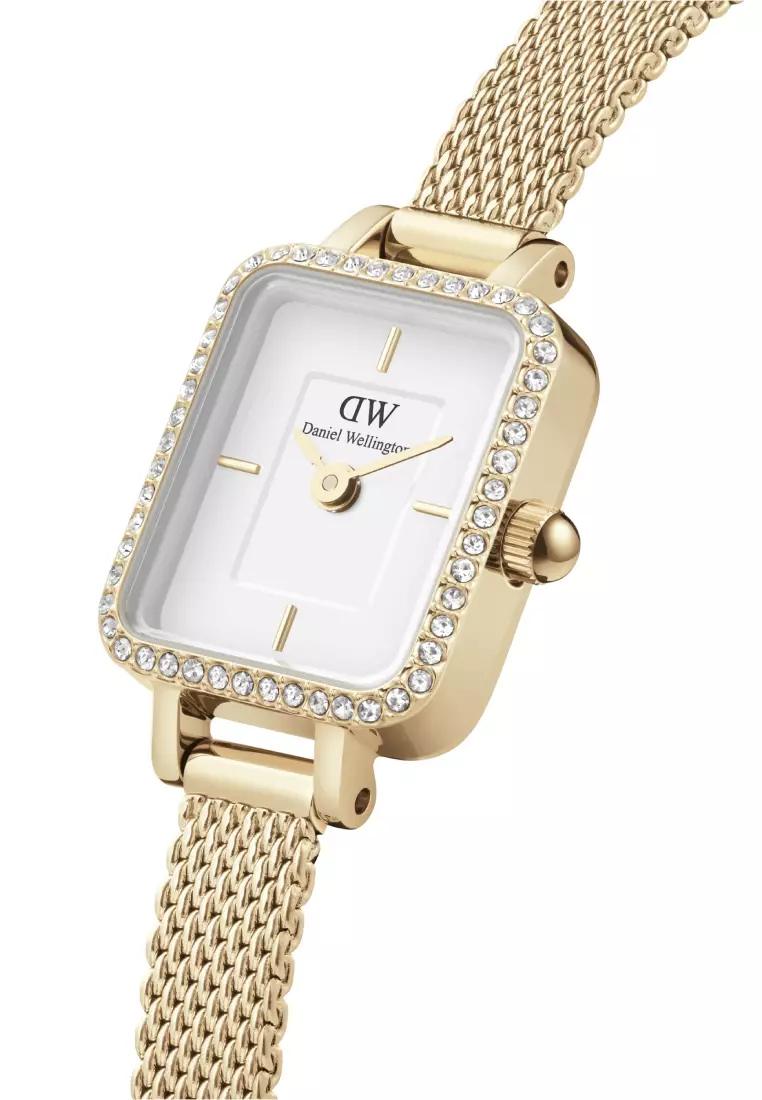 Quadro Mini Lumine Bezel Gold - Fashion Watch for women - Stainless Steel Strap Watch - Female Watch - DW Official - Authentic