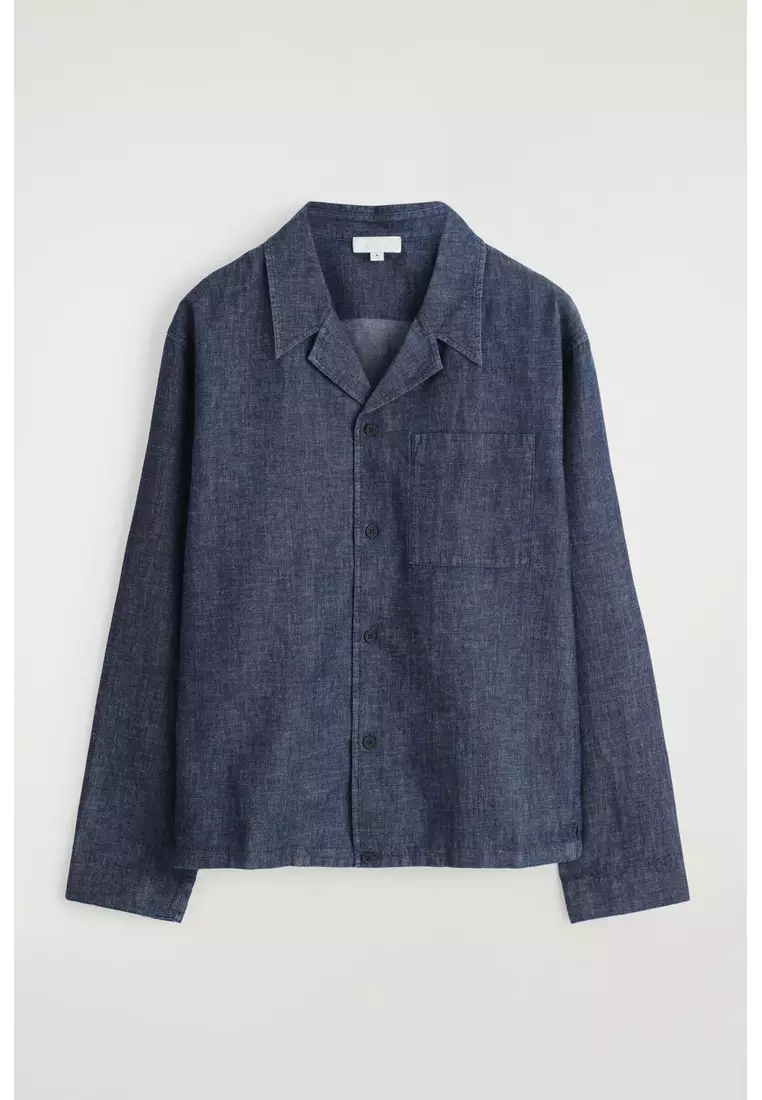 RESORT-COLLAR DENIM OVERSHIRT
