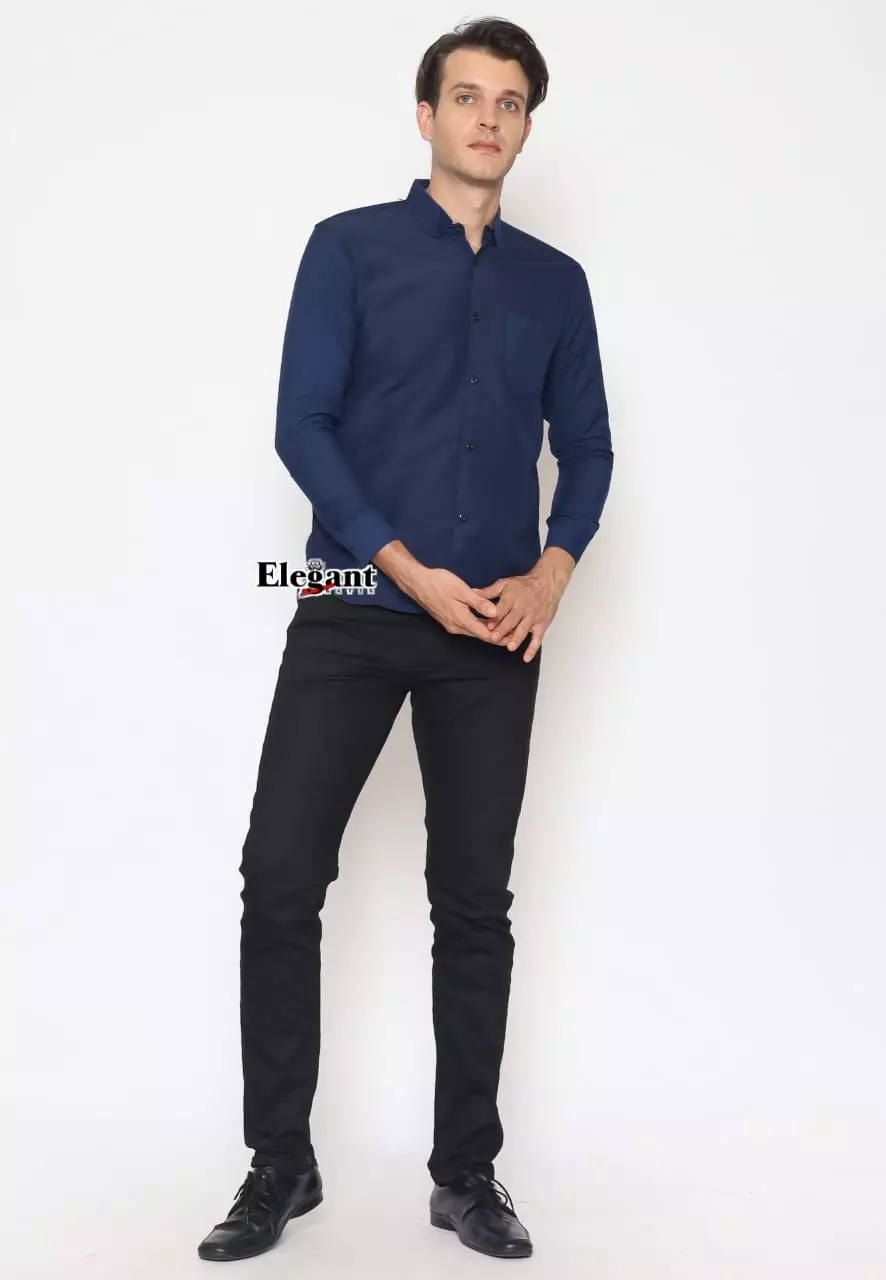 Kemeja Polos Navy Premium Slimfit Elegant