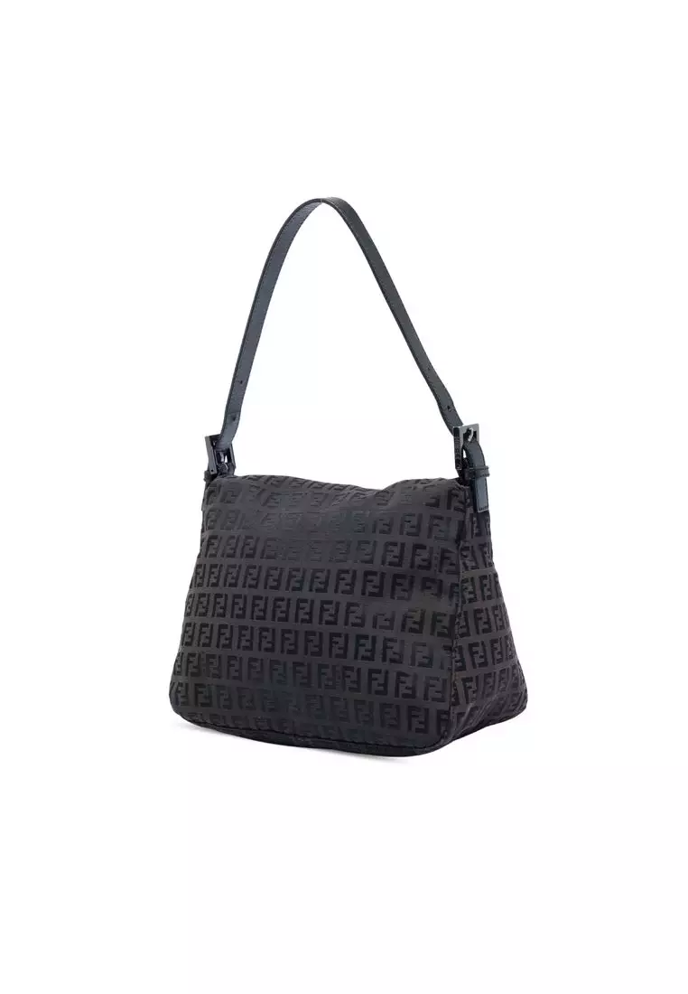 Pre-Loved Fendi Zucchino Canvas Double Flap Mamma