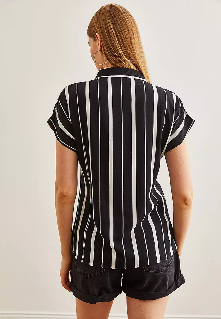 Thick Striped Bat Viscose Shirt
