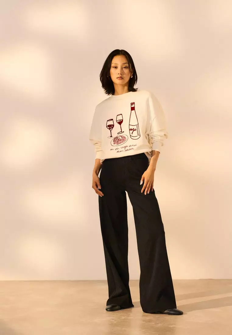 Jersey Denim Wide Leg Trousers