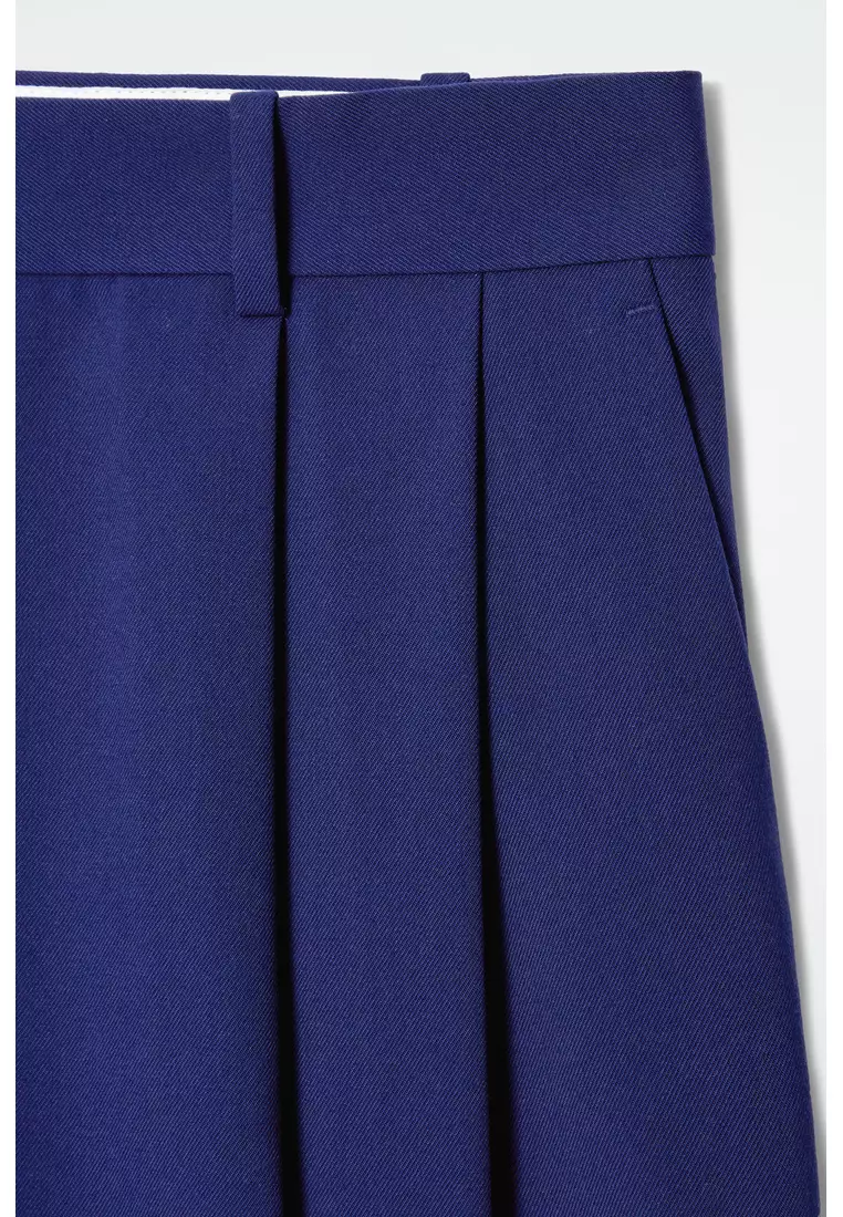 RELAXED TWILL WIDE-LEG TROUSERS