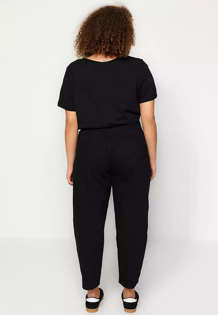 Buy Trendyol Plus Size Black Mom Fit Jeans Online