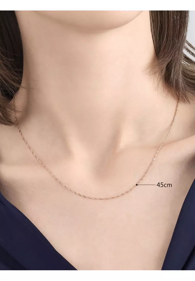 18K Rose Gold Rope Chain Necklace for Women 03818N