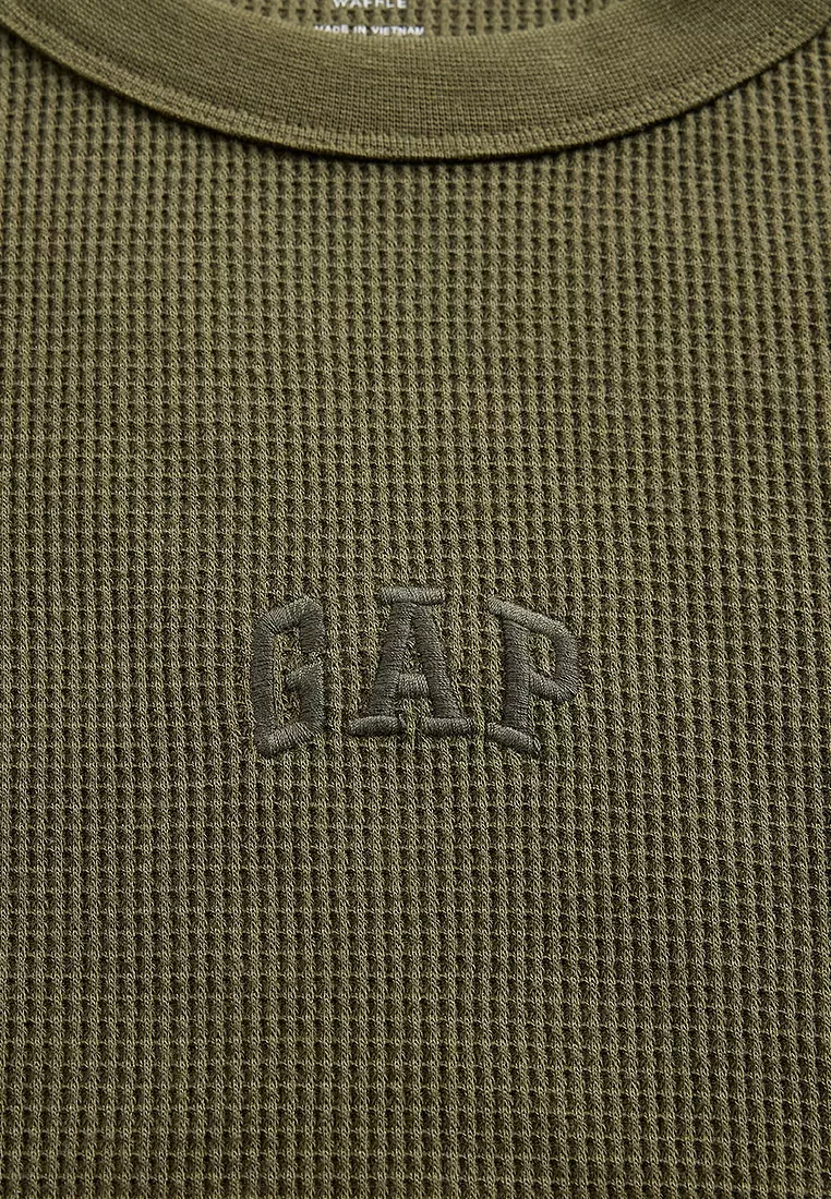 Terry Long Sleeves Waffle Logo Crew Neck Top