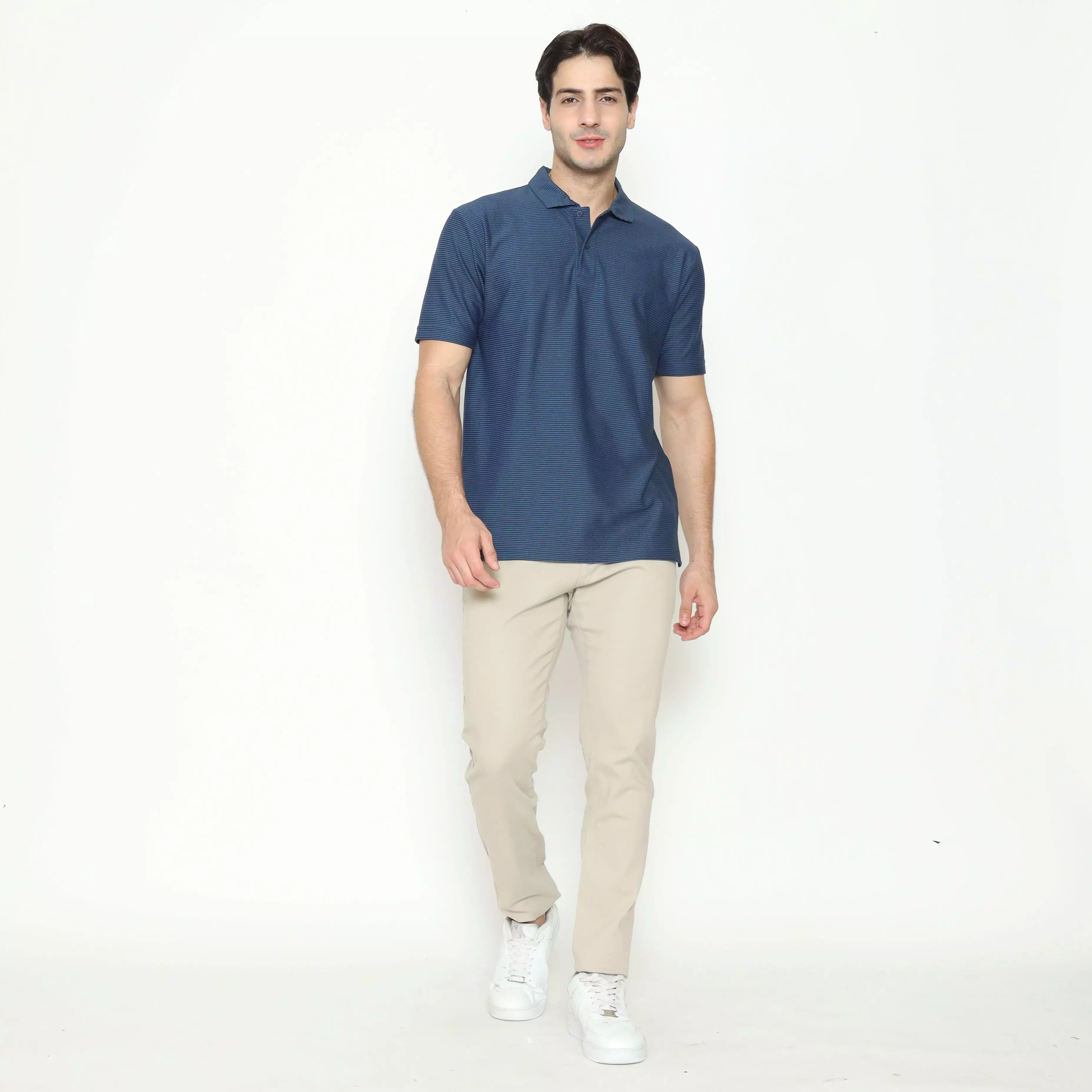 MAGINOT POLO SHIRT COTTON PRIA NAVY STRIPE BLACK