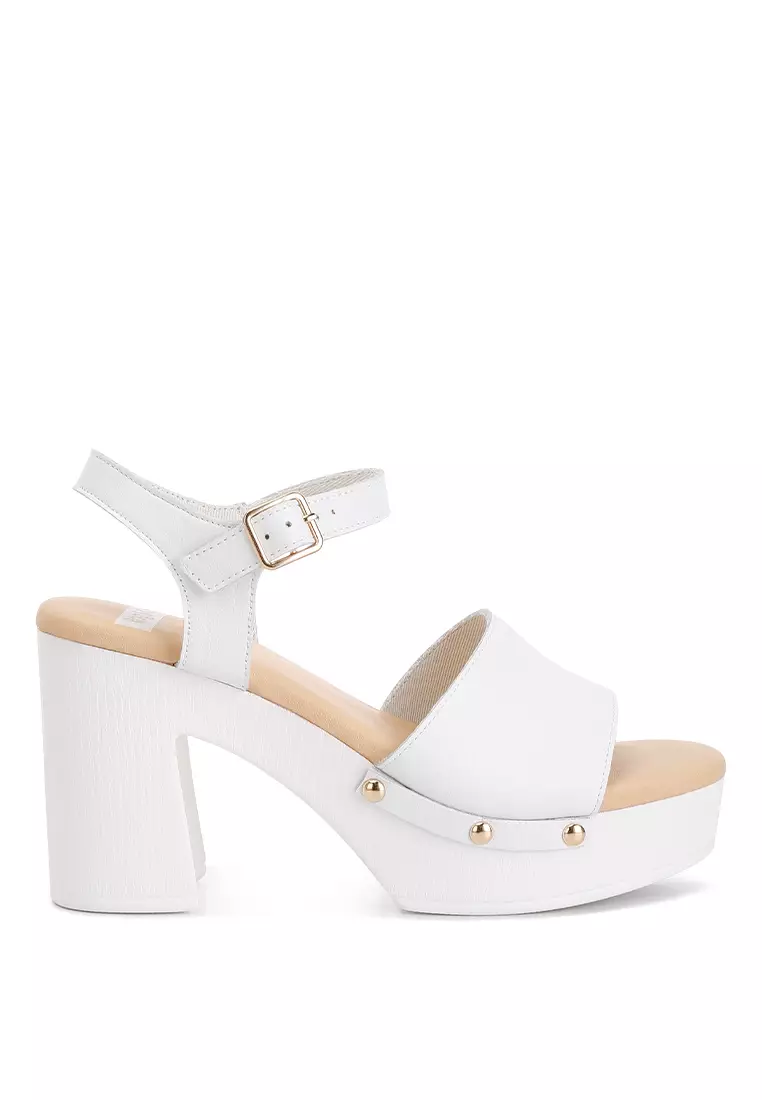 Discount on Rag & CO.  shoes - SKU: White Recycled Leather High Block Sandals