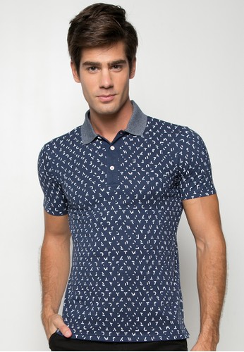 Printed Polo Tee With Textured Collar