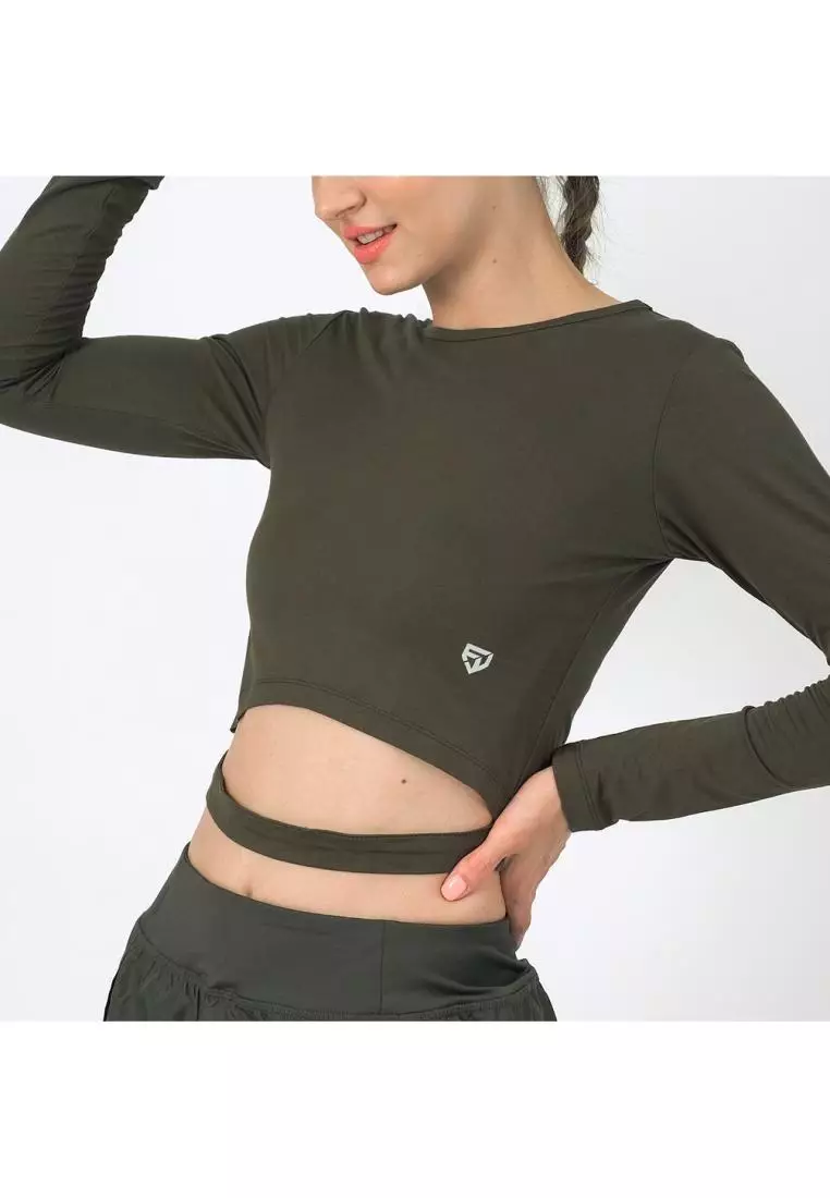 Fitwear - Croptop Wanita LEN HOLLOW L/S - ARMY