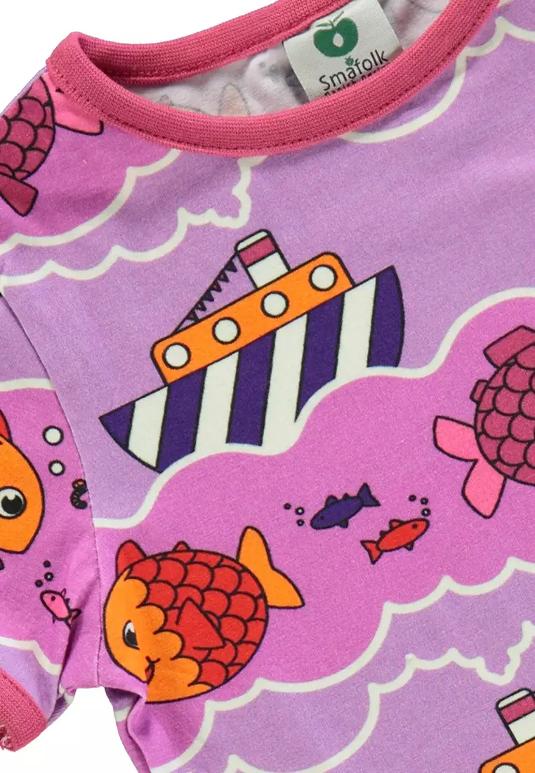 Short-sleeved Dress with boat and fish