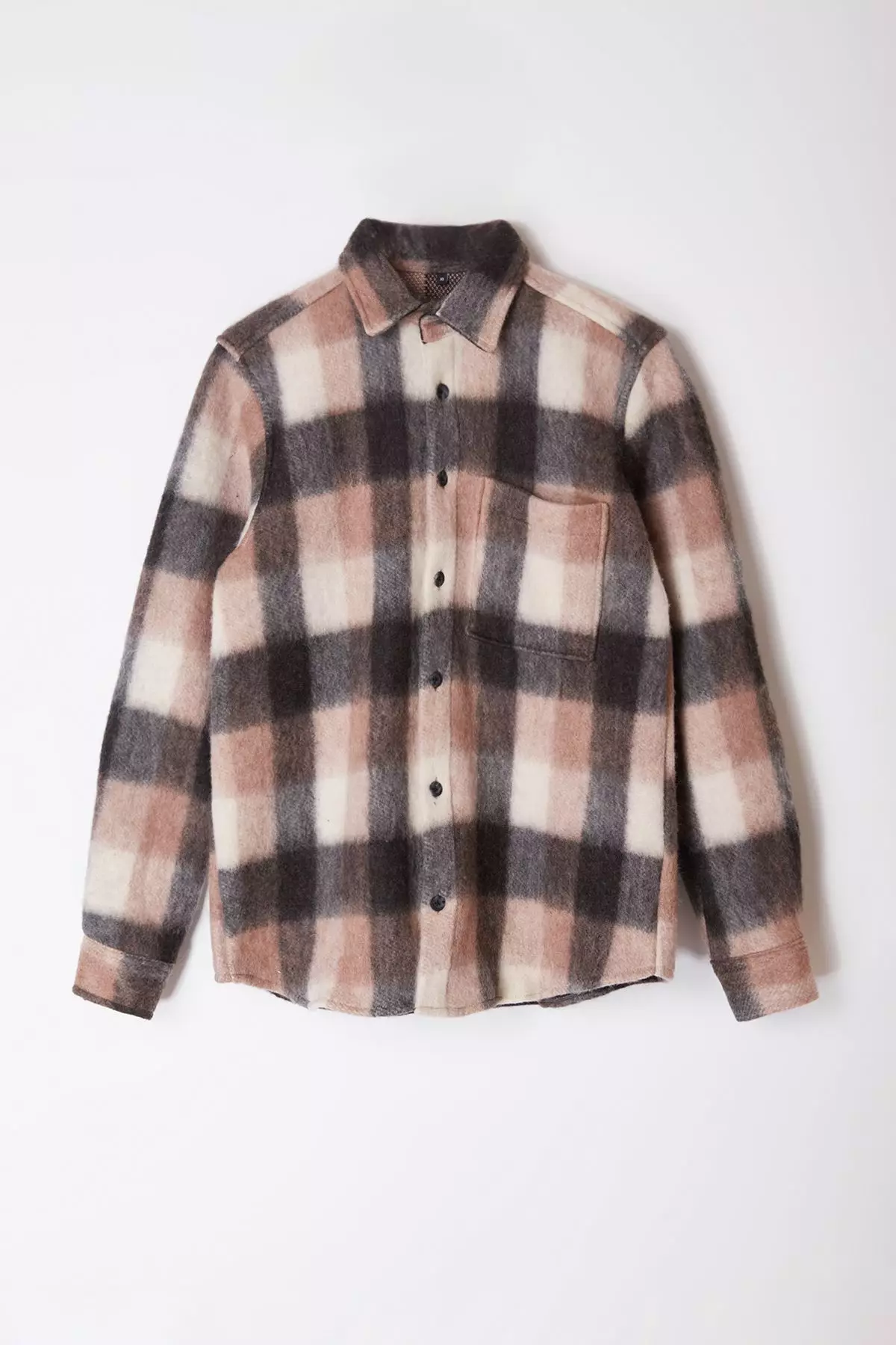Beige Unisex Regular Fit Winter Plaid Lumberjack Shirt Jacket TMNAW25GO00026