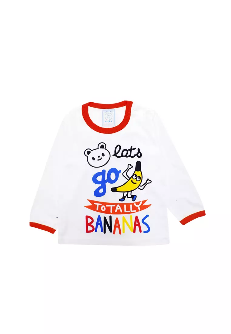 Skabe Pakaian Bayi Anak Laki Laki Baju Atasan Oblong Lengan Panjang Motif Banana Setelan Celana Kaos Baby Putih All Size Usia 0 Sampai 6 Bulan 3508 Everyday Waka Kids Wakakids