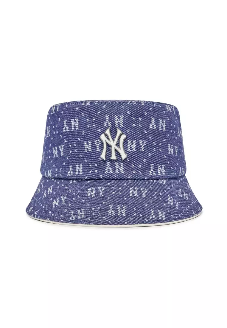 ★送料・関税込★MLB★DIA MONOGRAM POINT BUCKET HAT★ MLB Unisex Dia Monogram Point Bucket Hat NY Yankees Black