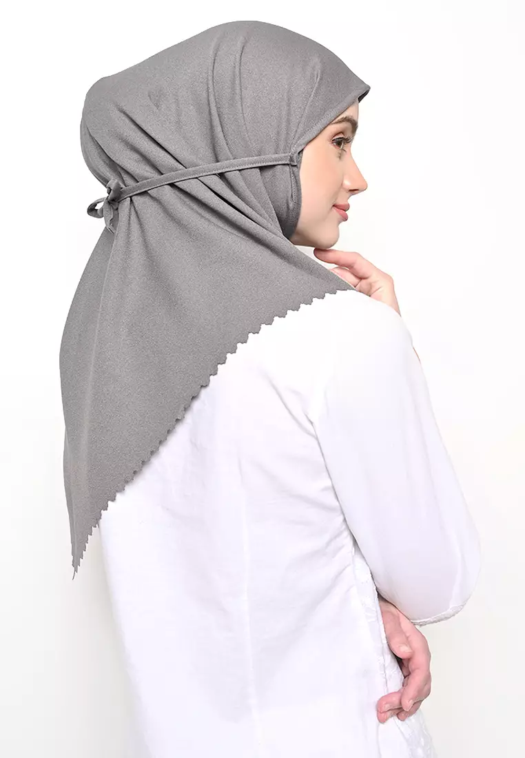 Bergo Sameera Hijab Instant Lasercut Grey