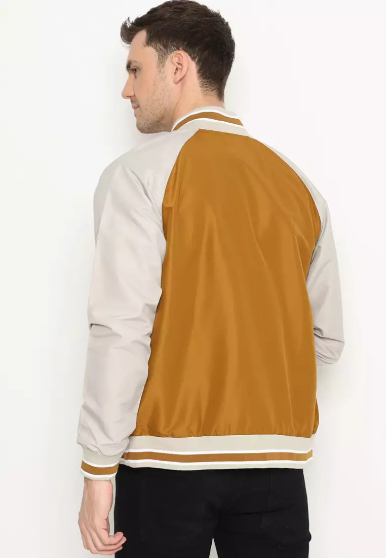 Jaket Bomber Varsity Pria - Tobacco