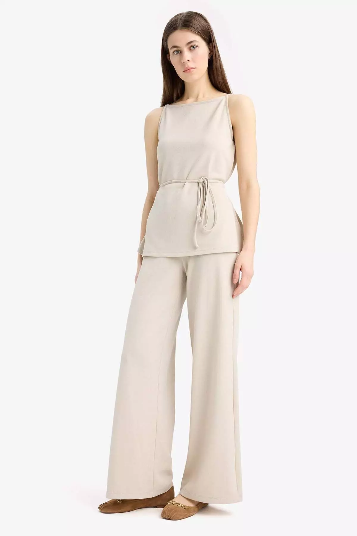 Wide Leg Wide Leg Basic Straight Pique Trousers E5784Ax25Sp
