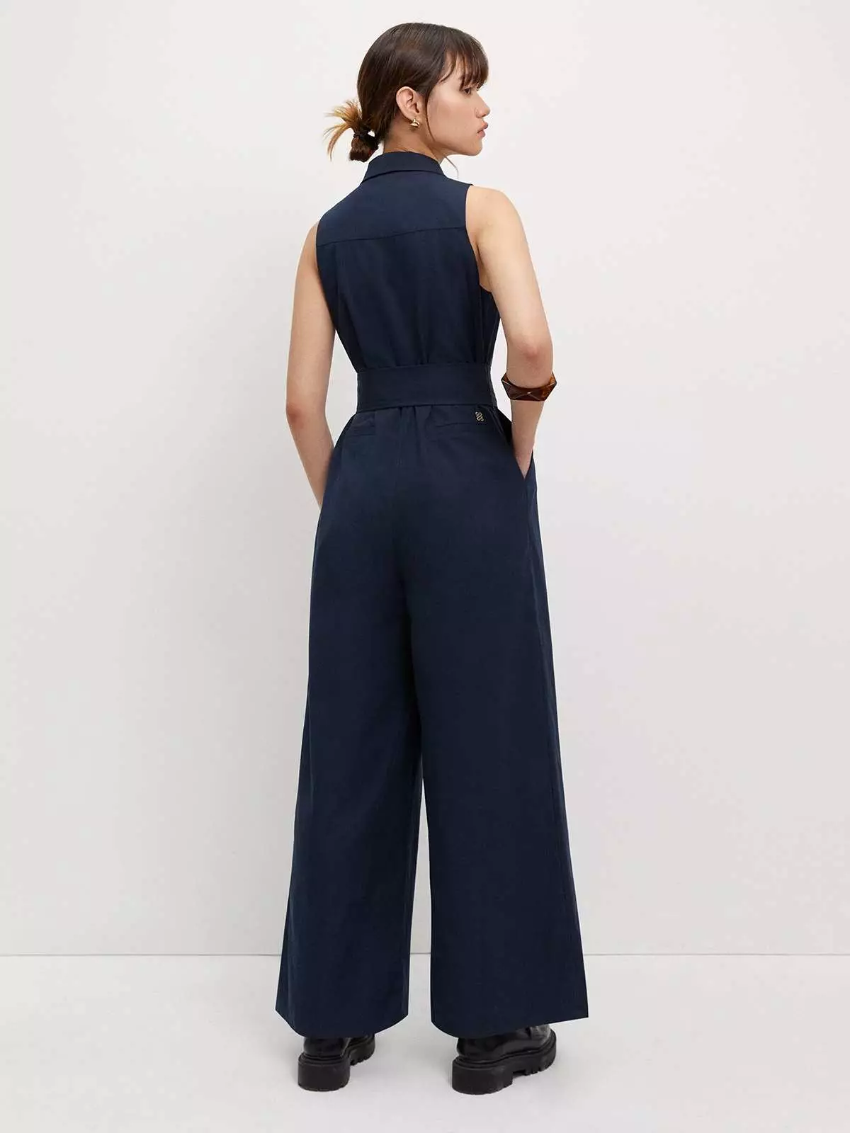 Tie Waist Jumpsuit - Navy
