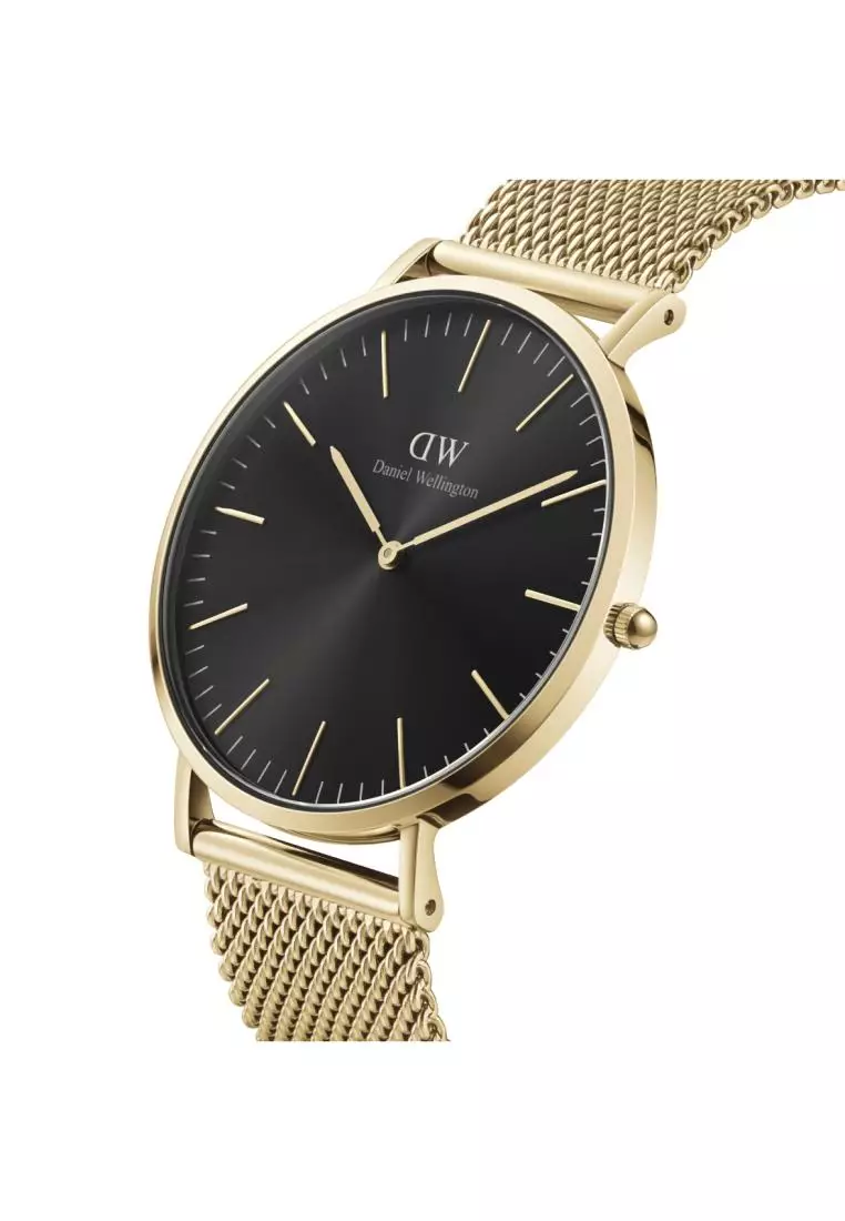 Classic 40mm Evegold Gold Onyx Dial Watch for men - Stainless Steel watch strap - DW official - Men's watch - Male watch - Black dial - Authentic - jam tangan lelaki