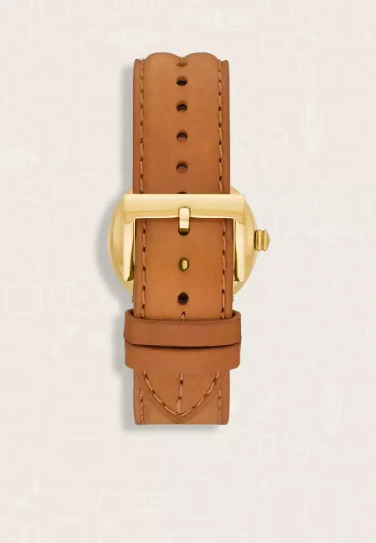 Jam Tangan Wanita Tory Burch Kira Brown Leather Strap Watch