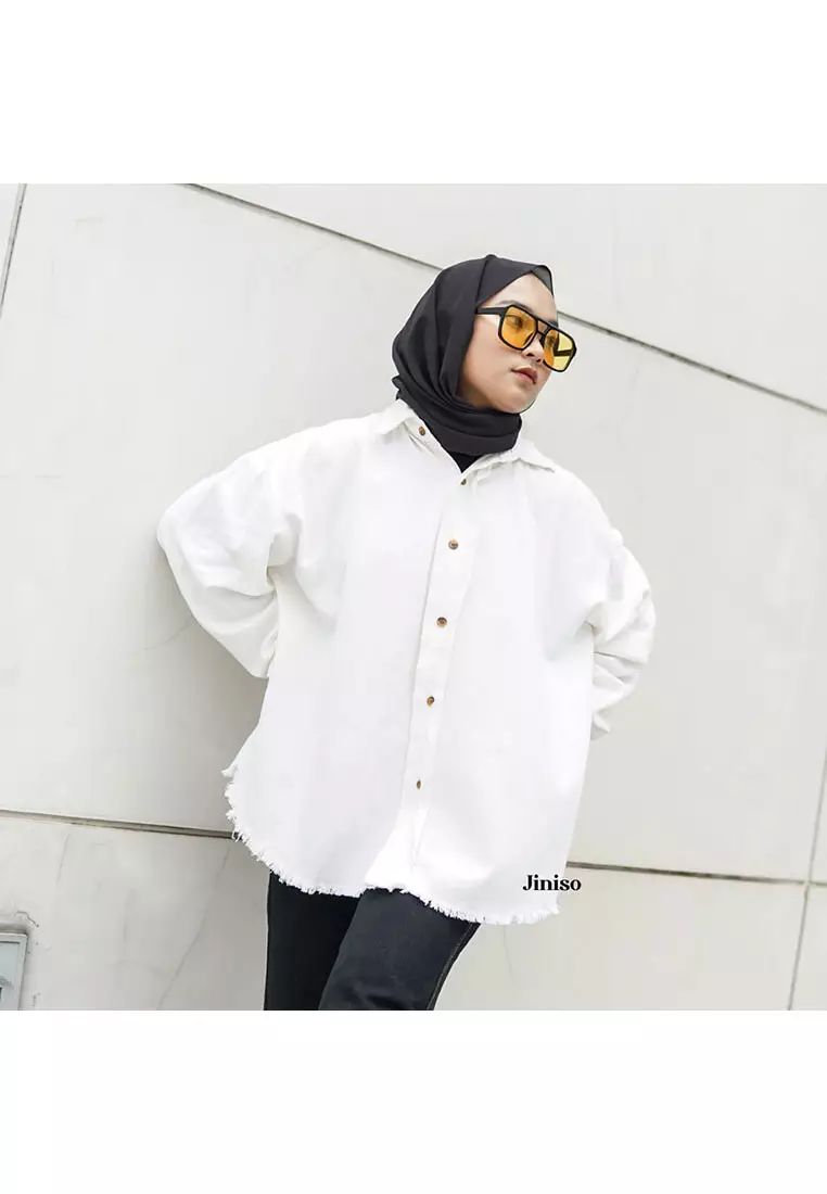 Kemeja Denim Raw Oversize Unisex HYPER ACTIVE