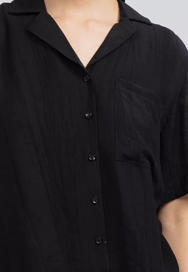 Paper Effect Short Sleeve Blouse